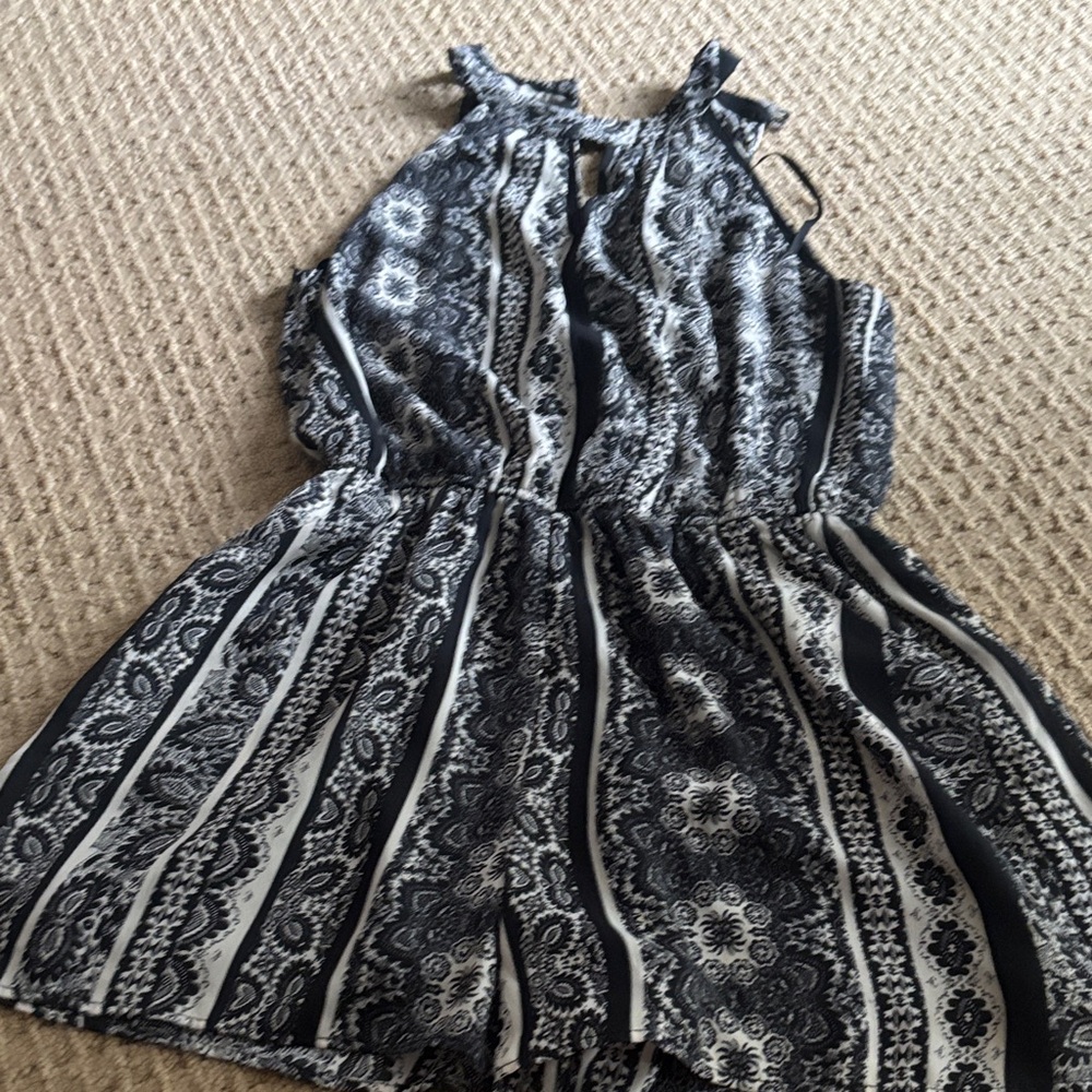 Black and White Patterned Romper